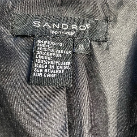 Sandro Sportswear Gray Ruffle Front Blazer Jacket - Picture 3 of 6